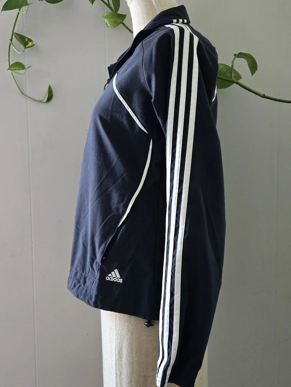 Adidas Men's Navy Track Jacket with White Stripe Details
